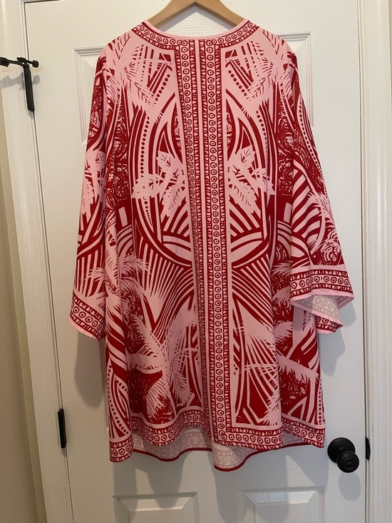 Temu Other - Women’s Red & Pink Printed Swim Coverup Tunic. Fits Like A 3X..